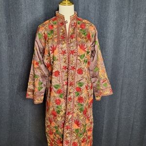 Violet Silk Embroidered Jacket. Purple Lavender Fall Autumn Satin Coat India.